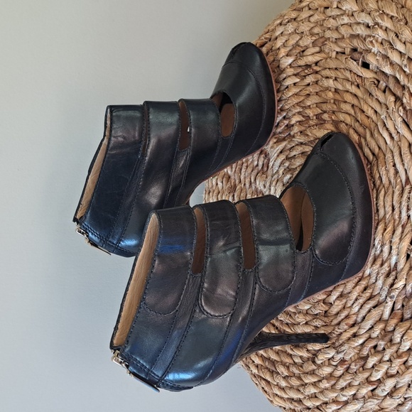 Lamb Womens Luxury Designer Black Leather Stileto Caged 4.75" Heels S-8 - Picture 1 of 11